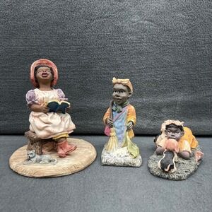 Vintage Set 5 Home Interior‎ Figurines Children Reading Sweeping Playing